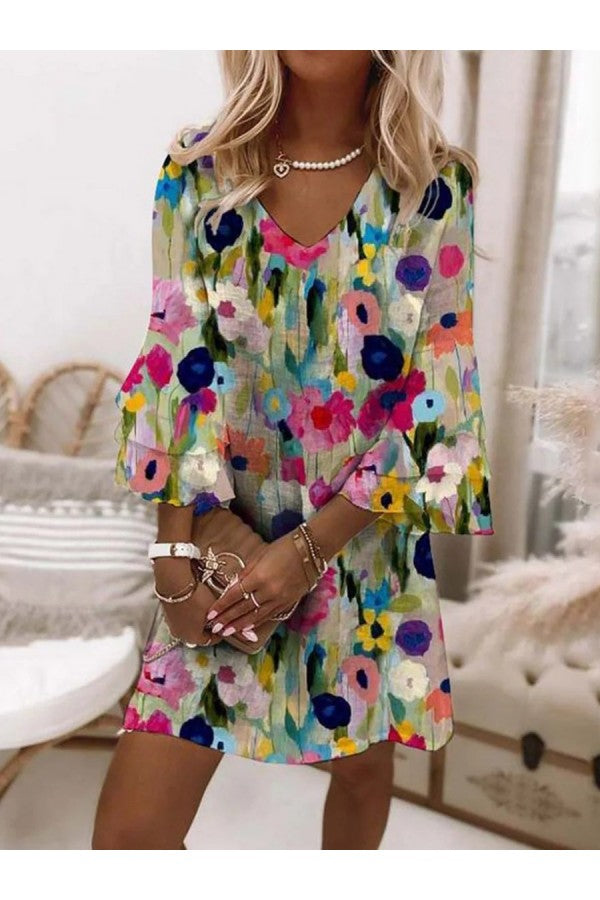 TATIANA | Robe mini élégante à fleurs couvrant le ventre