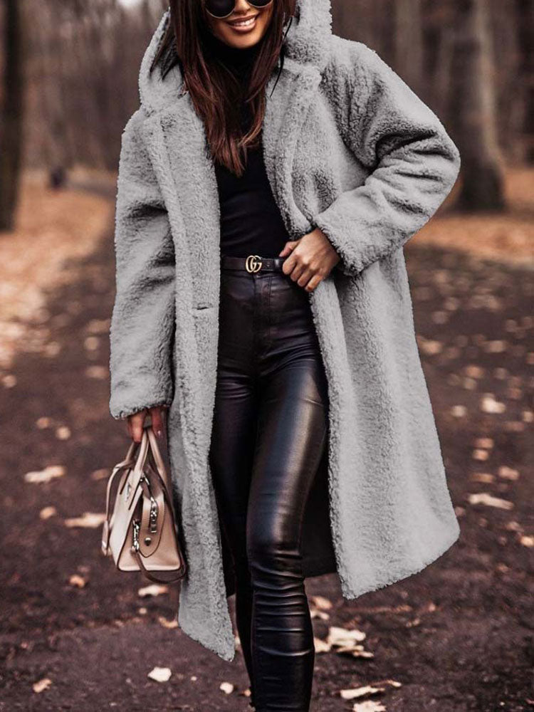 Elvessa | Plüschiger, gesteppter Longline-Mantel