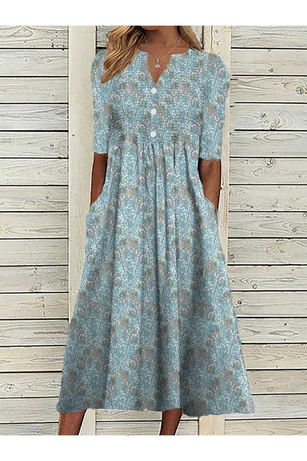JULIET | ROBE MIDI FLORALE ÉLÉGANTE AVEC COUVERTURE DU VENTRE