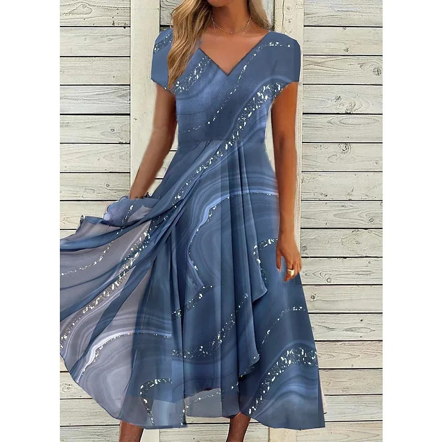 EMILY | Robe midi élégante à encolure en V couvrant le ventre