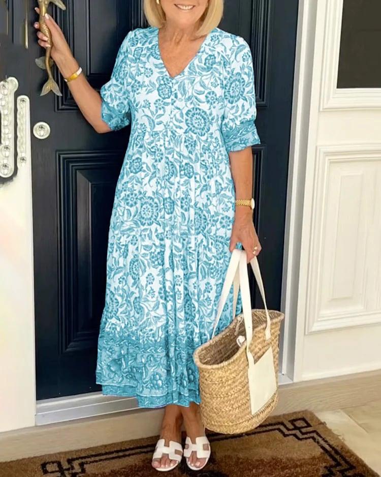HELENA | ROBE MAXI FLORALE ÉLÉGANTE AVEC COUVERTURE DU VENTRE
