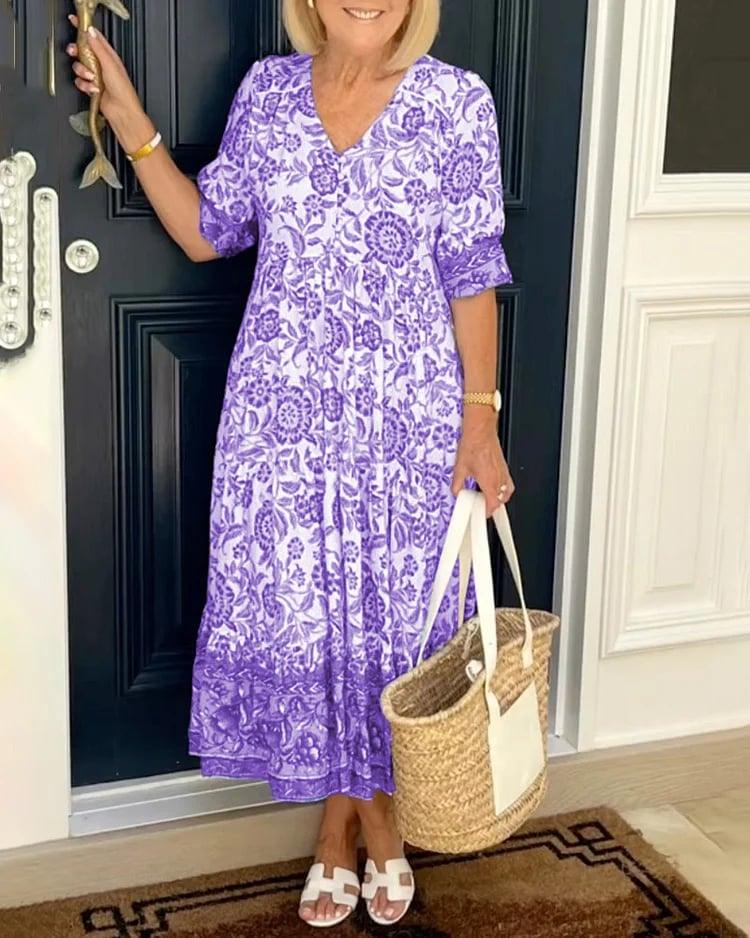 HELENA | ROBE MAXI FLORALE ÉLÉGANTE AVEC COUVERTURE DU VENTRE