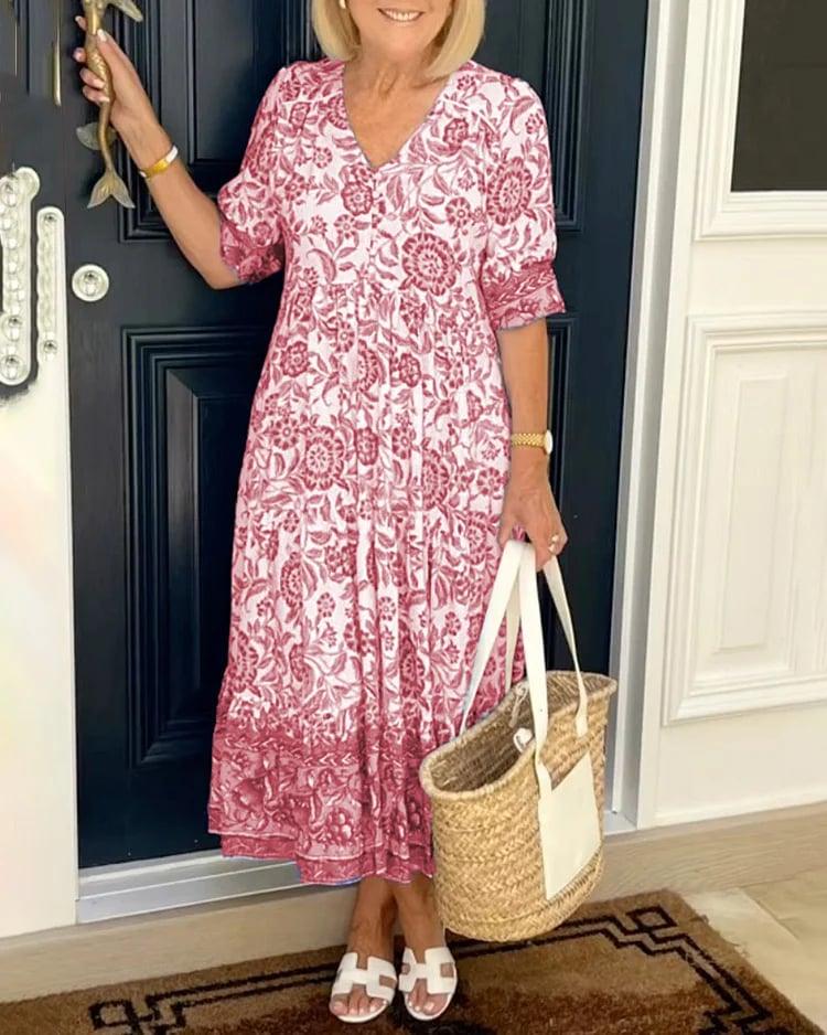 HELENA | ROBE MAXI FLORALE ÉLÉGANTE AVEC COUVERTURE DU VENTRE