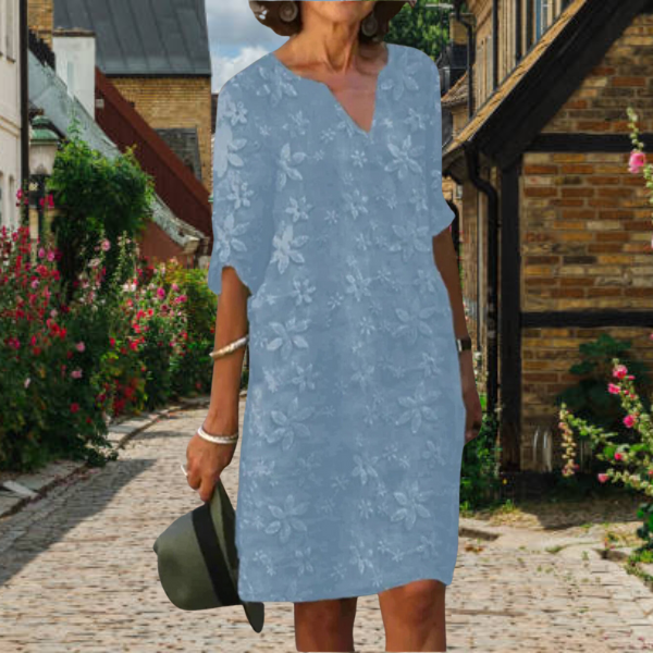 PATRICIA | Robe midi fleurie élégante avec couverture ventre