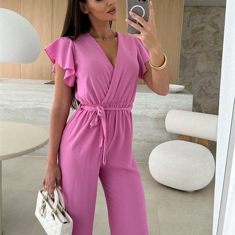 Aria | Ruffle Sleeve Wide-Leg Jumpsuit