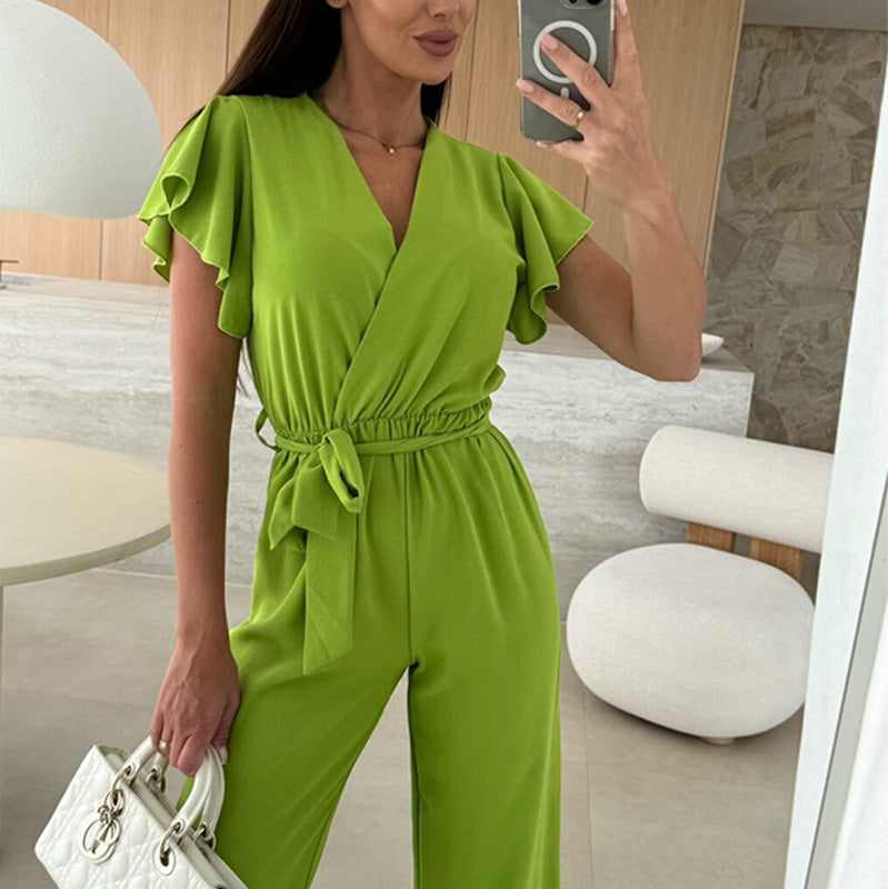 Aria | Ruffle Sleeve Wide-Leg Jumpsuit