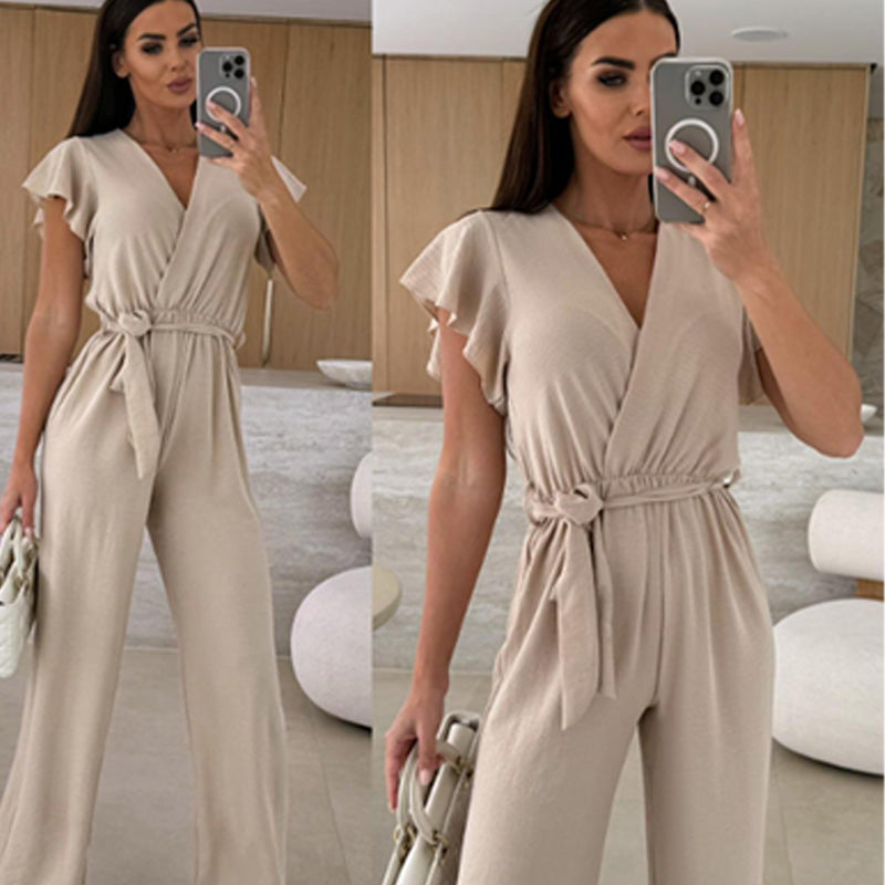 Aria | Ruffle Sleeve Wide-Leg Jumpsuit