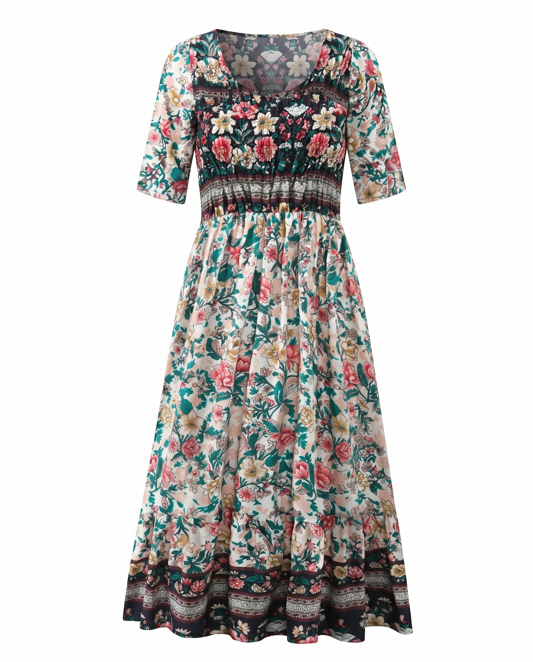 GRACIE | Robe midi bohème élégante avec couverture ventre