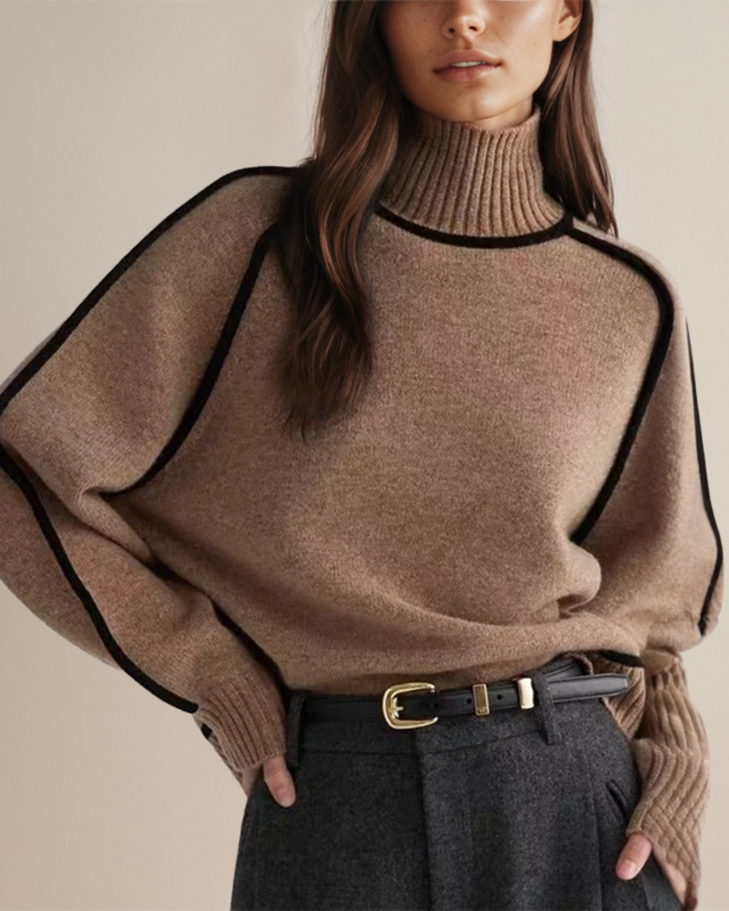 Virella | Rollkragenpullover mit Konturbesatz