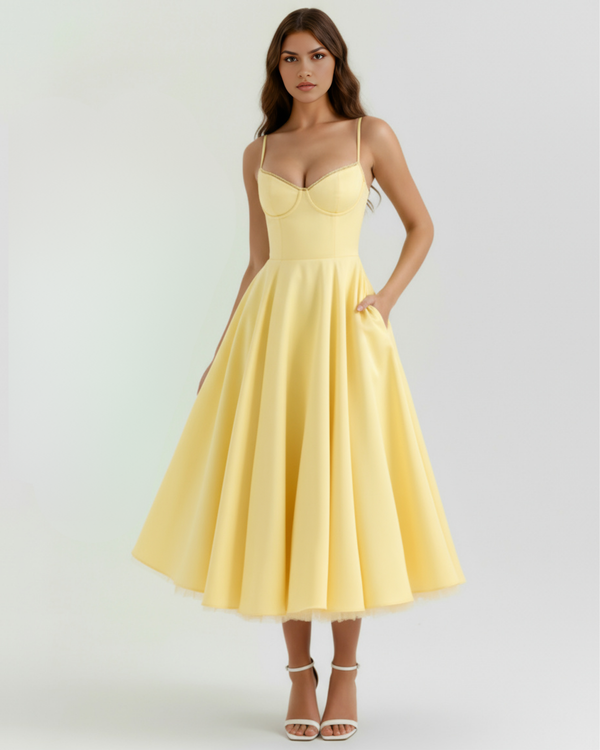 SELARA – SCULPTED BODICE MIDI DRESS