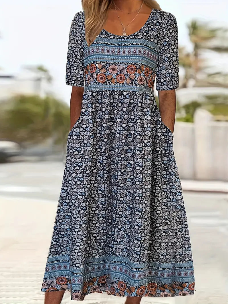 MARGOT | ELEGANT BOHO TUMMY-COVERAGE MIDI DRESS