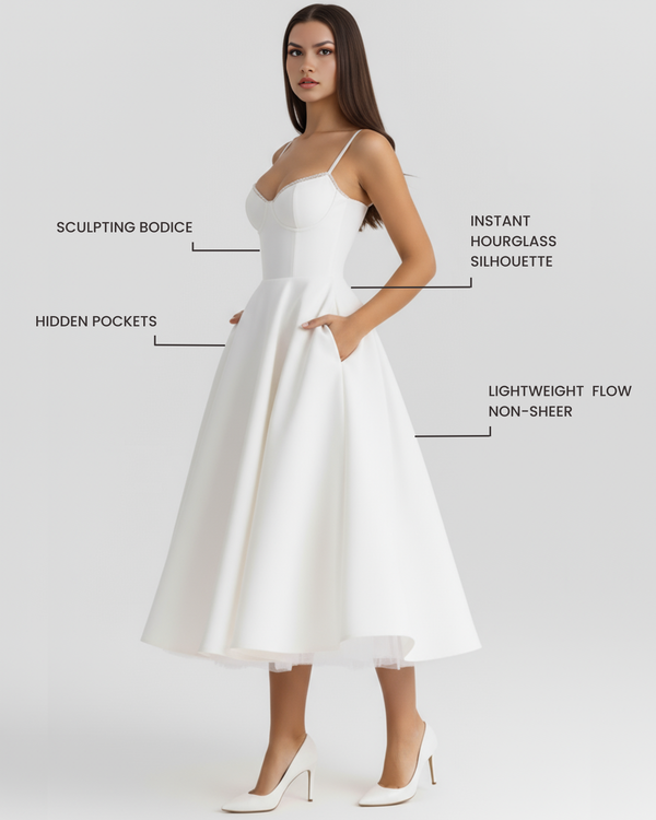 SELARA – SCULPTED BODICE MIDI DRESS