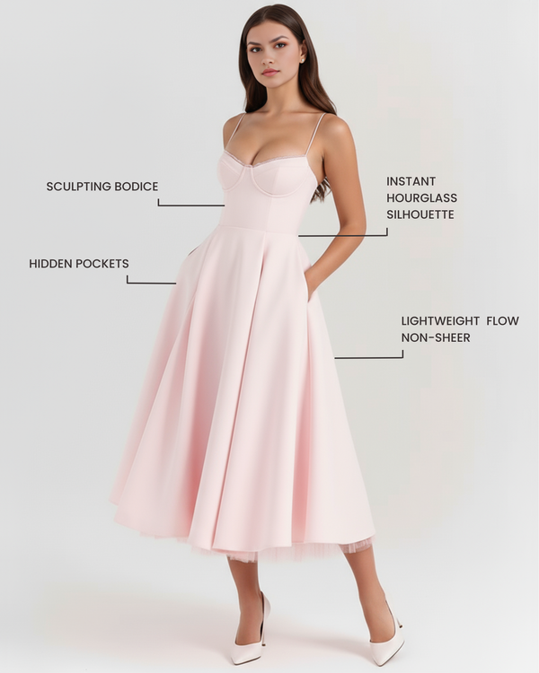 SELARA – SCULPTED BODICE MIDI DRESS