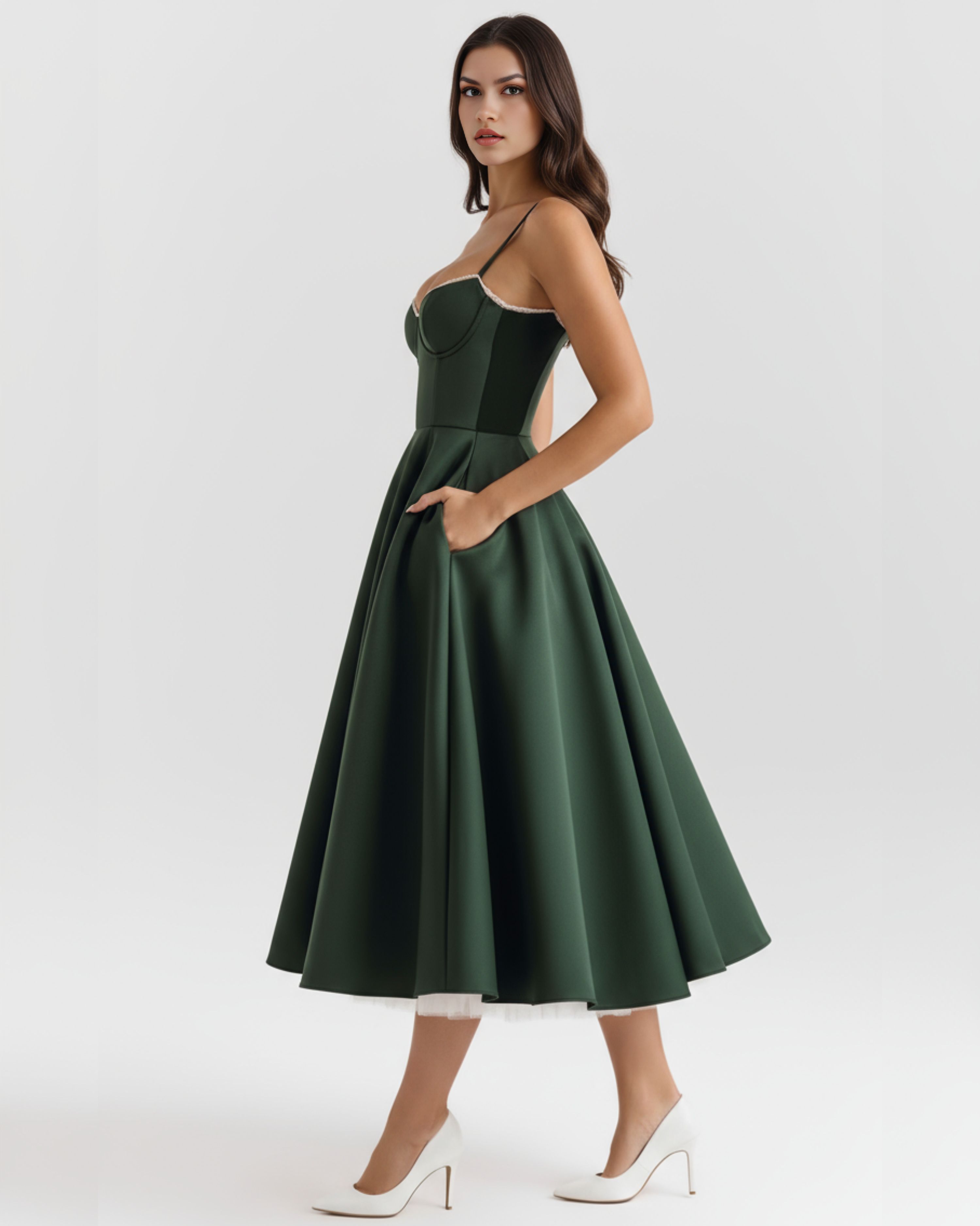 SELARA – SCULPTED BODICE MIDI DRESS