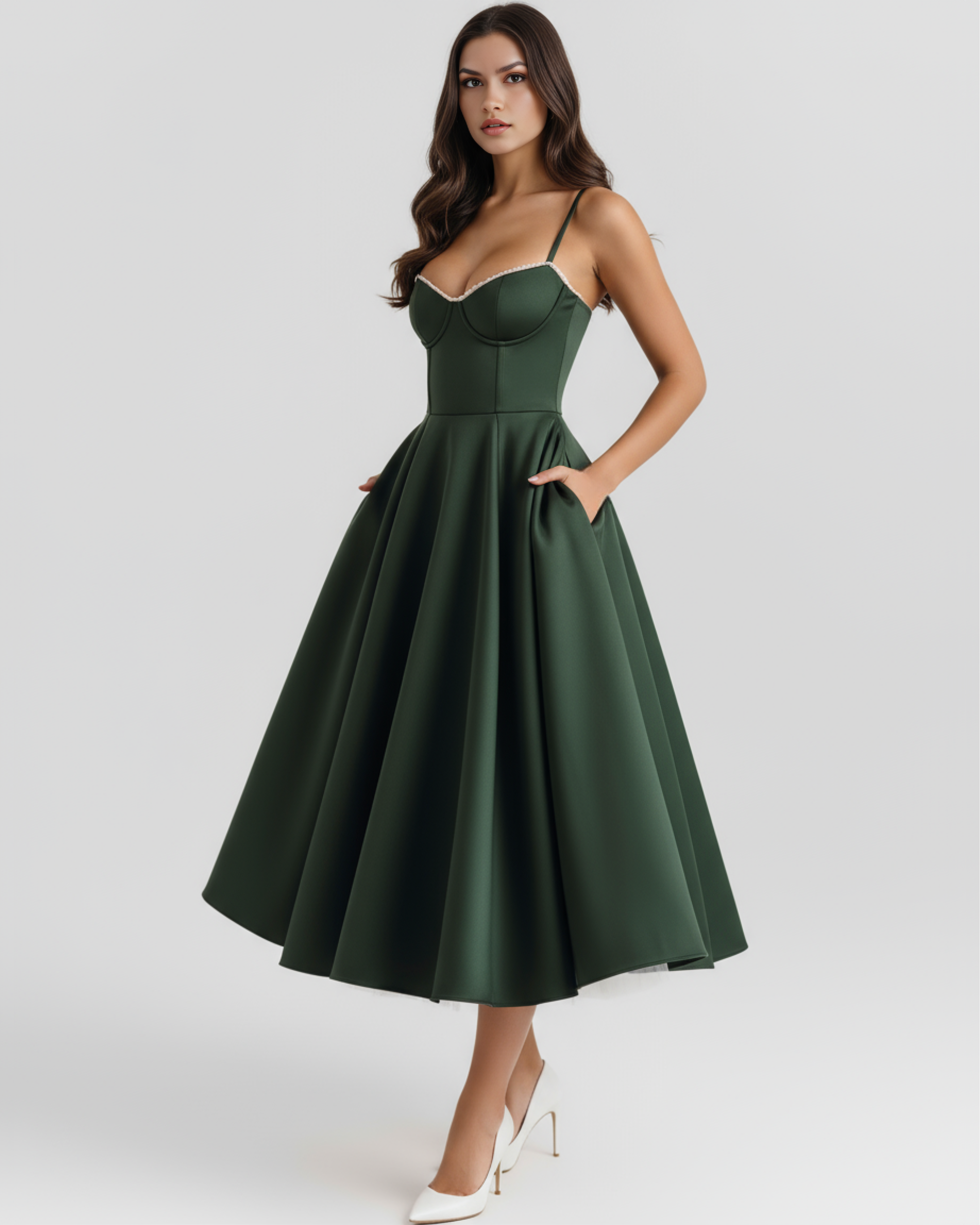 SELARA – SCULPTED BODICE MIDI-KLEID