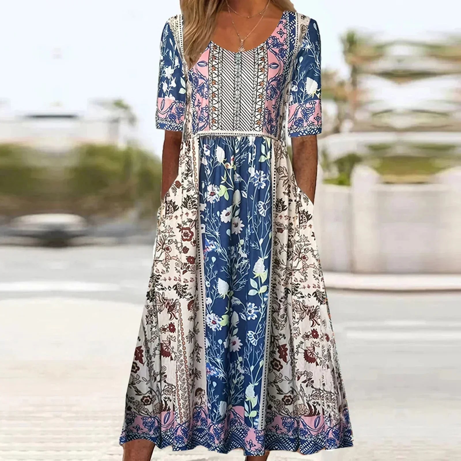 ELODIE | ELEGANT BOHEMIAN TUMMY-COVERAGE DRESS
