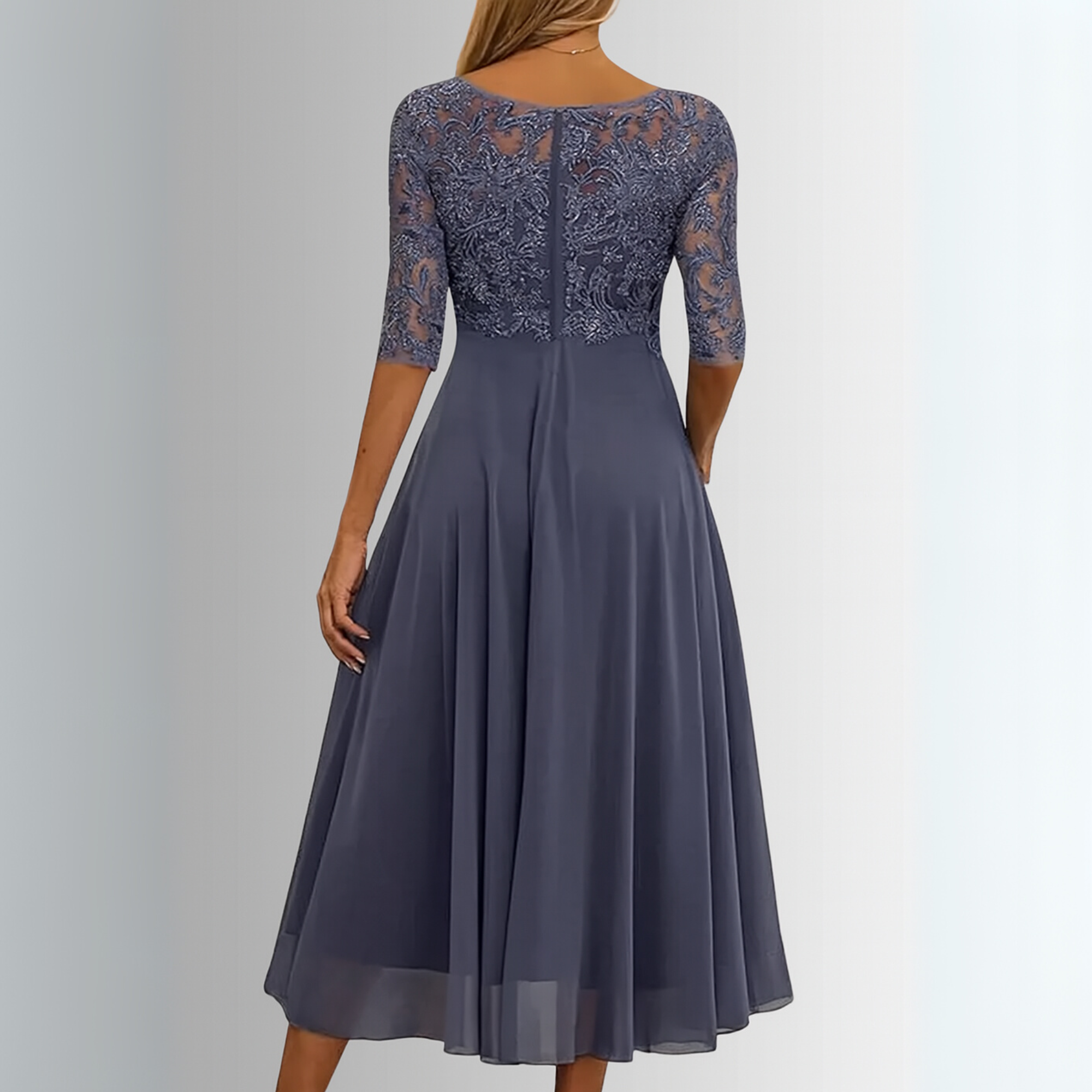 ELIZABETH | Robe midi élégante en dentelle avec couverture ventre  