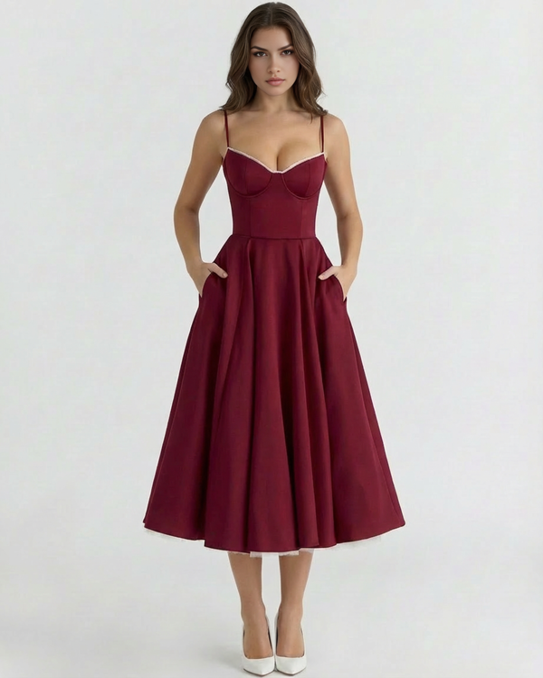 SELARA – SCULPTED BODICE MIDI DRESS