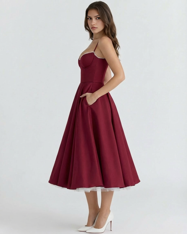 SELARA – SCULPTED BODICE MIDI DRESS