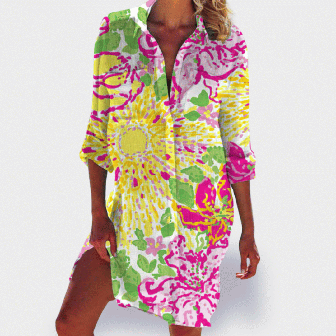 GRACE | Robe drapée élégante et vibrante avec couverture ventre  