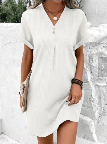 BRENDA | Robe de printemps élégante à col en V avec couverture ventre  