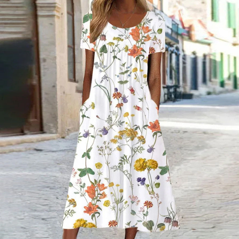 LAYLA | ROBE BOHÈME FLORALE ÉLÉGANTE AVEC COUVERTURE DU VENTRE  