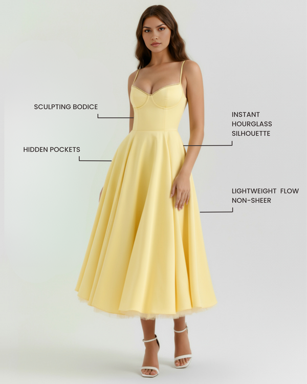 SELARA – SCULPTED BODICE MIDI DRESS