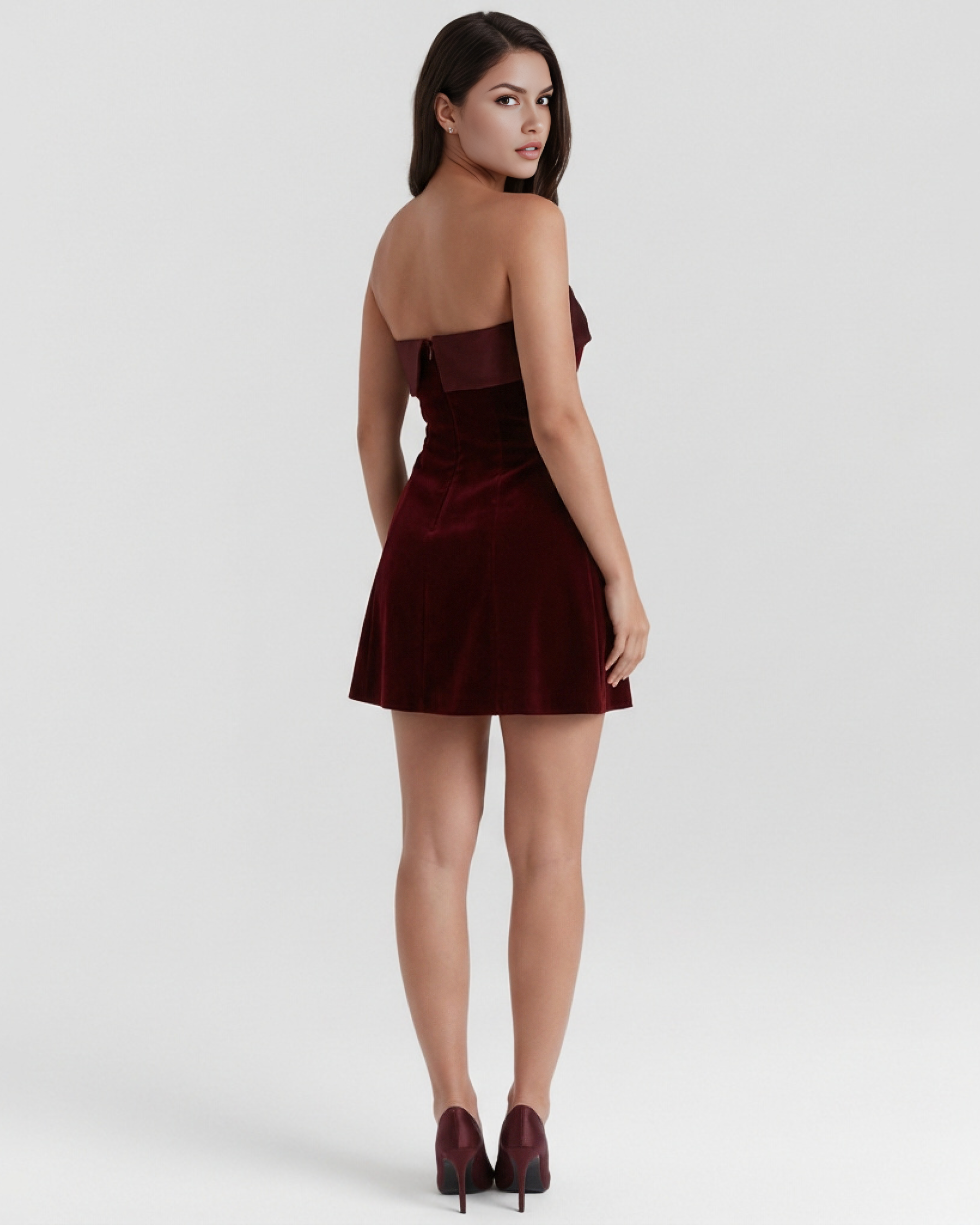 VALERA – BANDEAU MINI DRESS WITH FOLD DETAIL