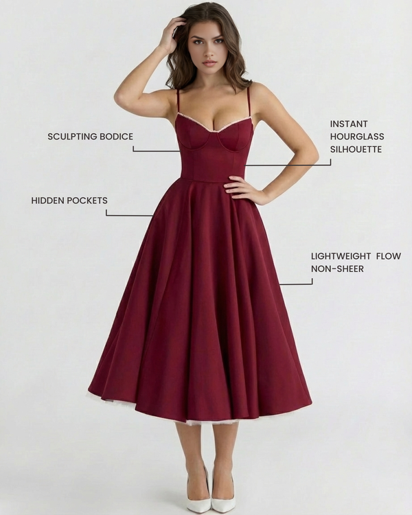 SELARA – SCULPTED BODICE MIDI DRESS