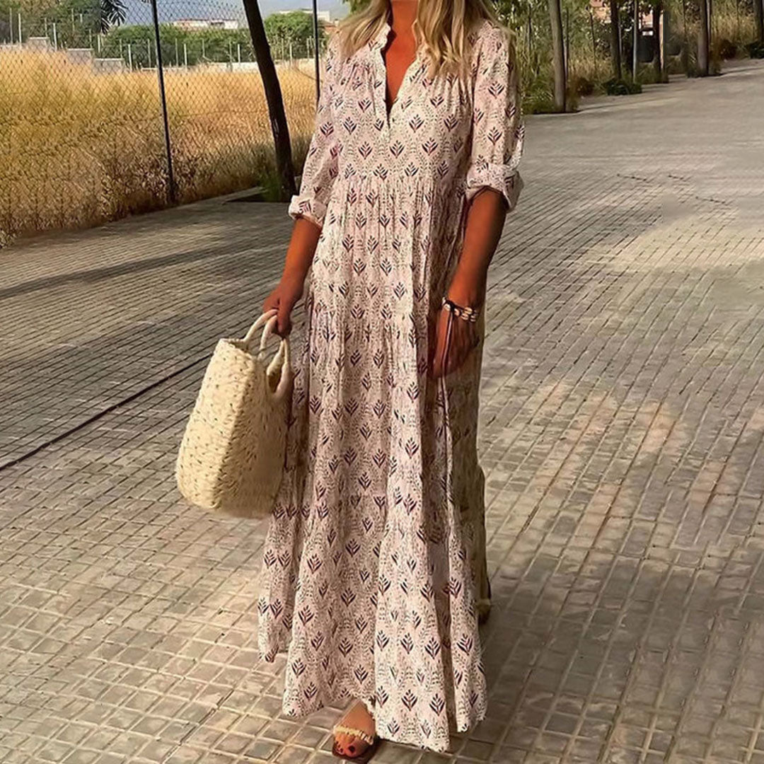 AMARA | Robe maxi bohème élégante avec couverture ventre  