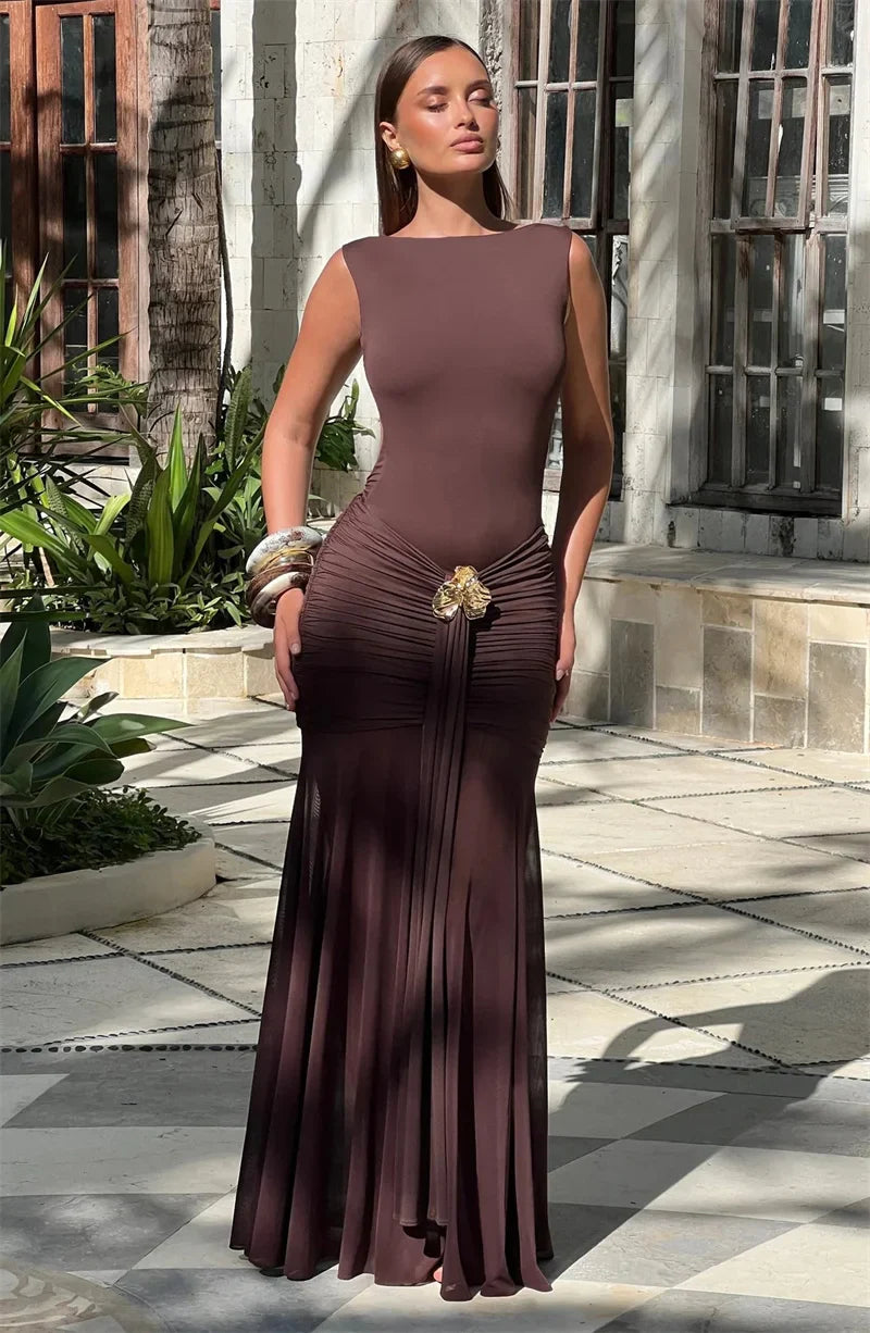Ambrisse | Regal Ruched Maxi Gown
