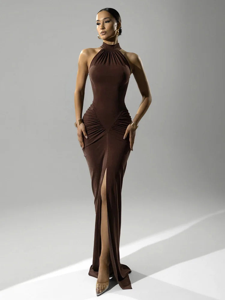 Ondinae | Halter Split Elegance Maxi Dress
