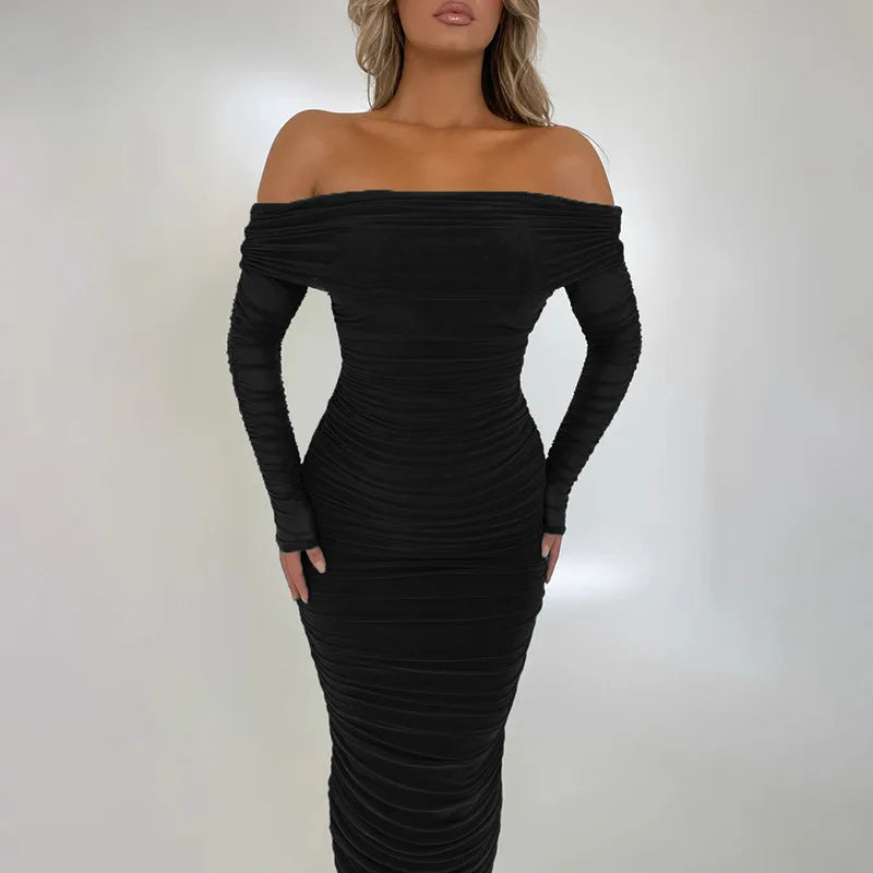 Elowira | Ruched Off-Shoulder Maxi Dress