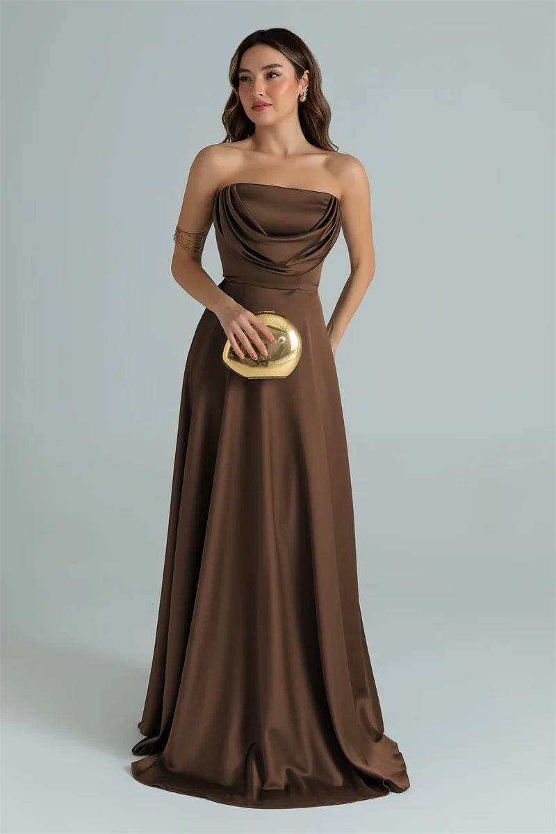 ZARIAH | Satin-Maxikleid ohne Träger