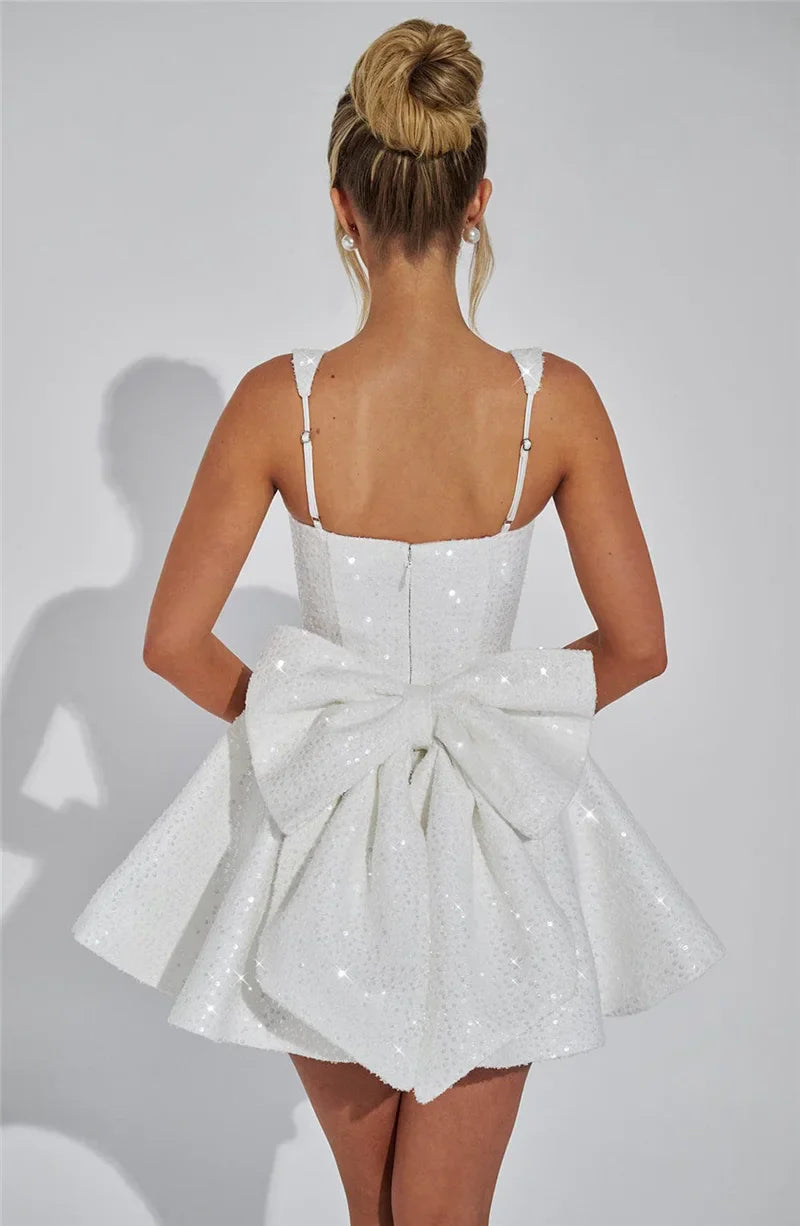 Novaria | Sequin Bow A-Line Mini Dress