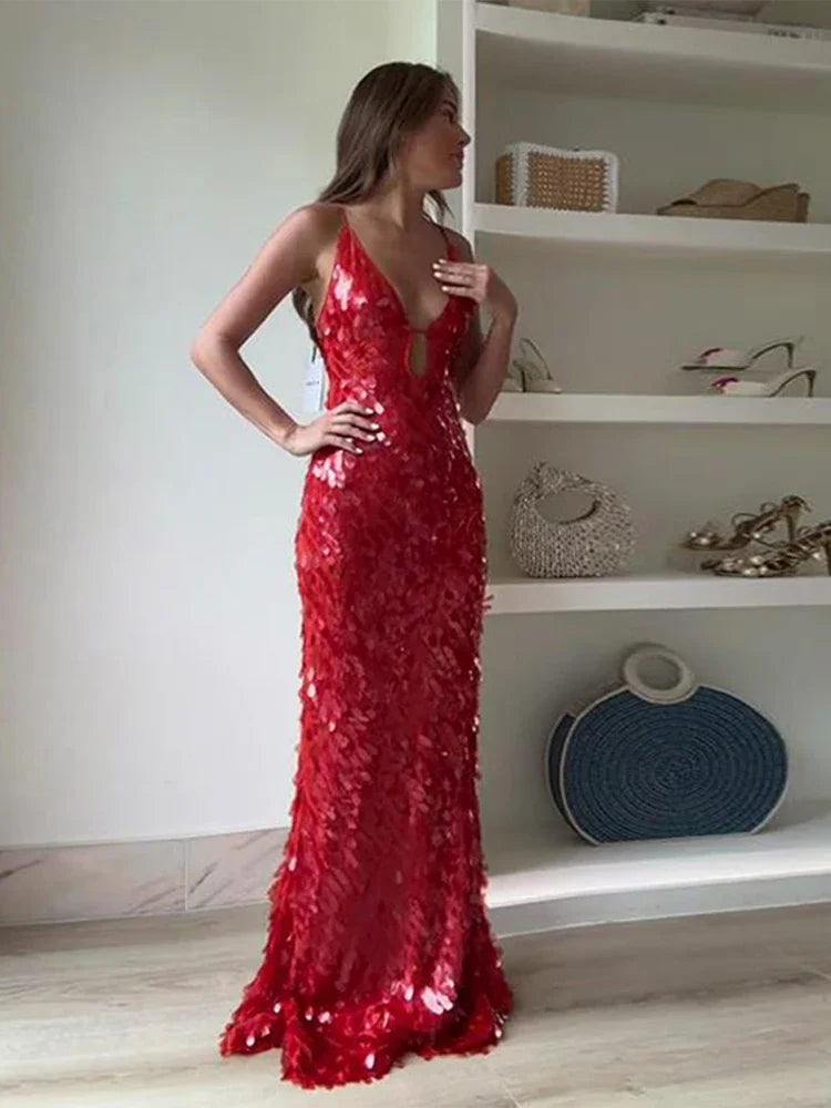 Elowen Flame Pailletten-Maxikleid 