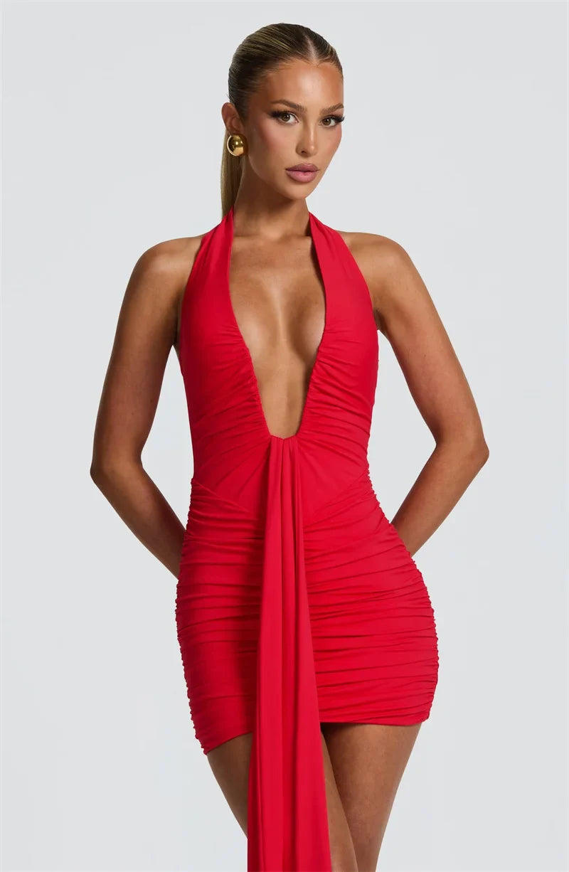 Belliora | Draped Halter Mini Dress