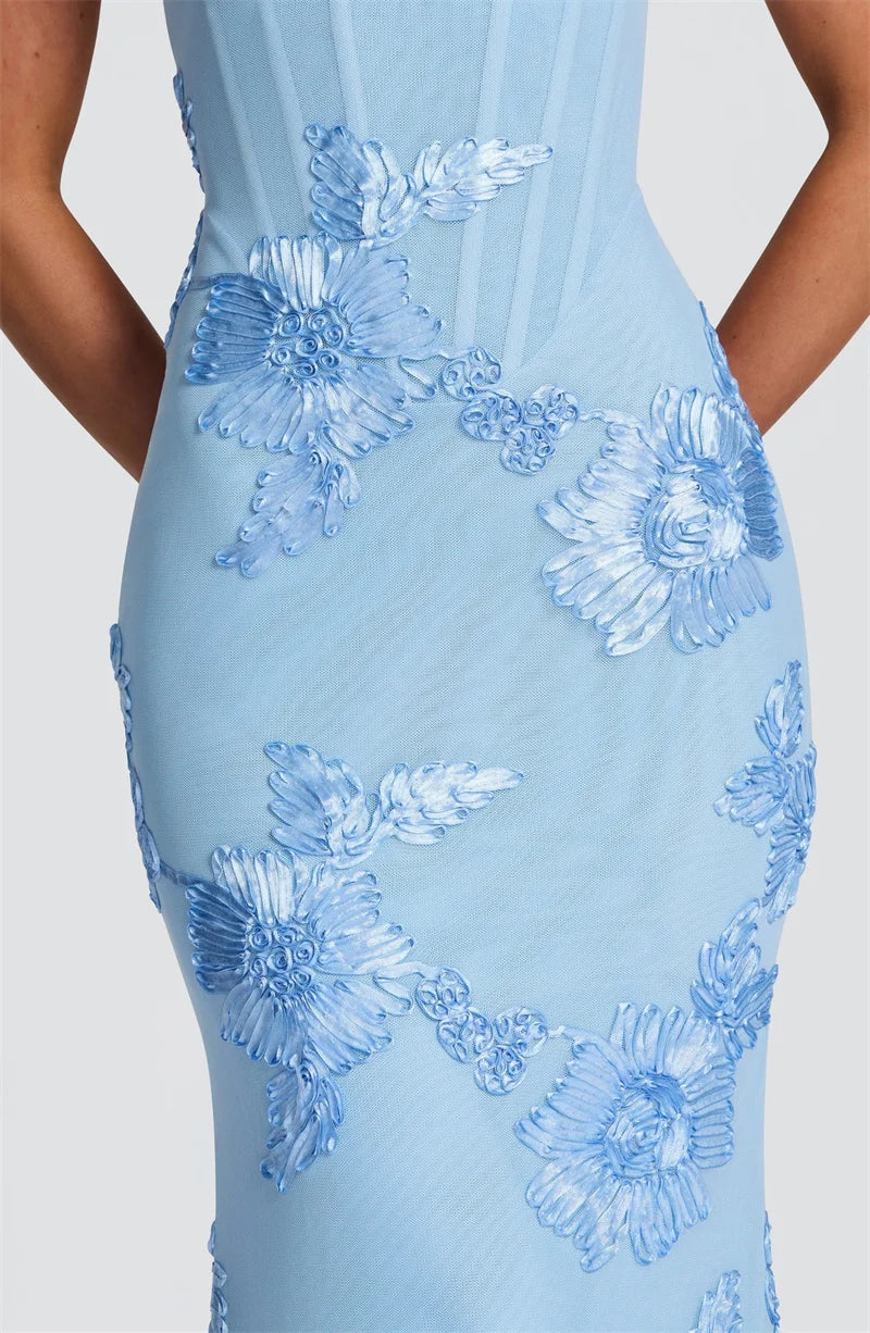 Celeste Appliqué Corset Maxi Dress