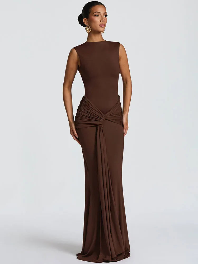 Selvya | Drapiertes, elegantes Maxikleid 