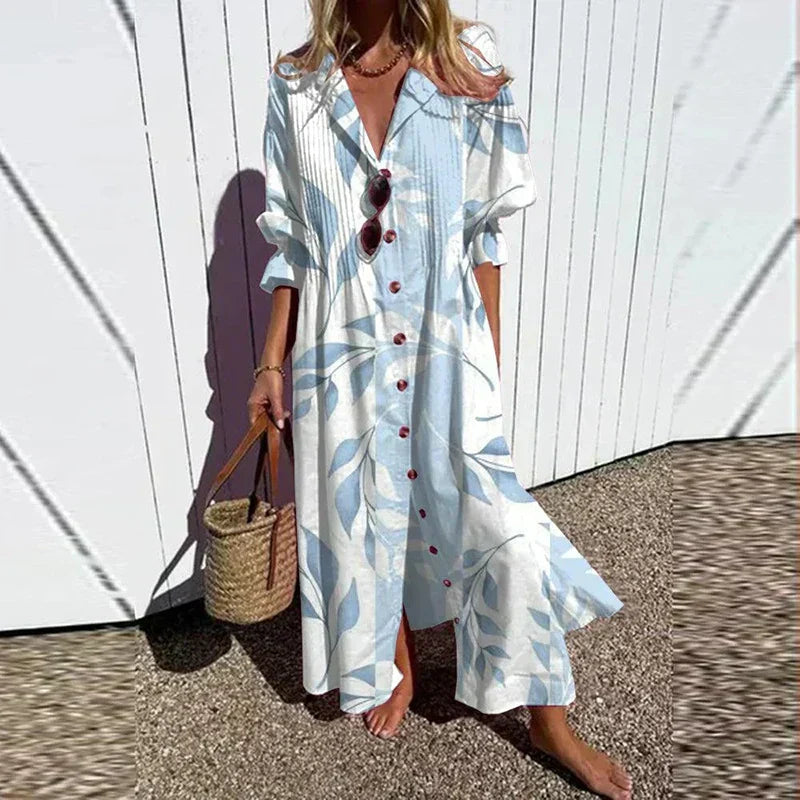 EVIE | Robe maxi fleurie élégante avec couverture ventre  