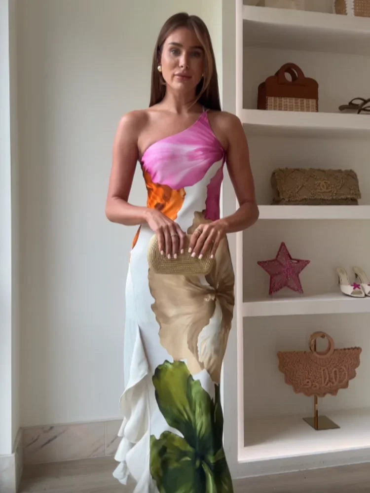 Aurora Petal Maxikleid mit One-Shoulder-Träger