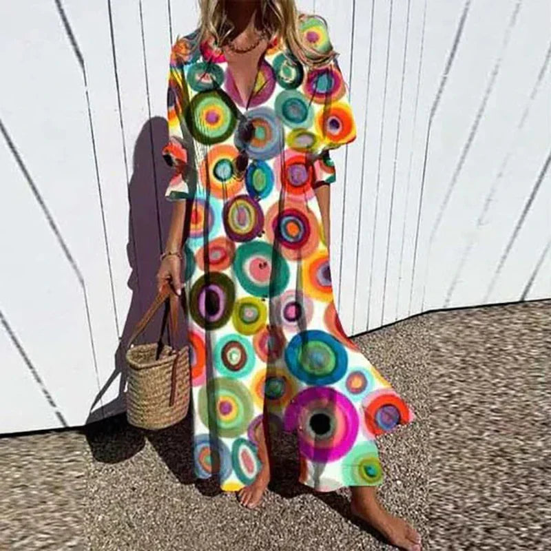 EVIE | Robe maxi fleurie élégante avec couverture ventre  