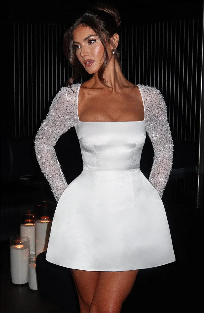 LUMORA | GLITTER SLEEVE MINI DRESS