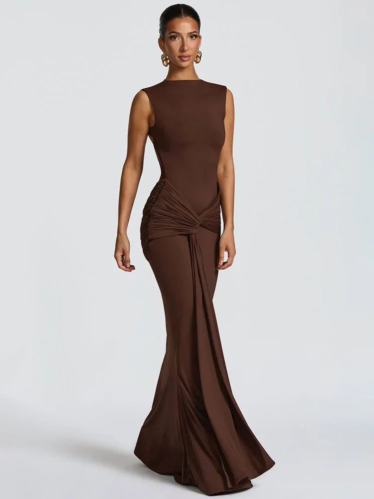 Selvya | Drapiertes, elegantes Maxikleid 