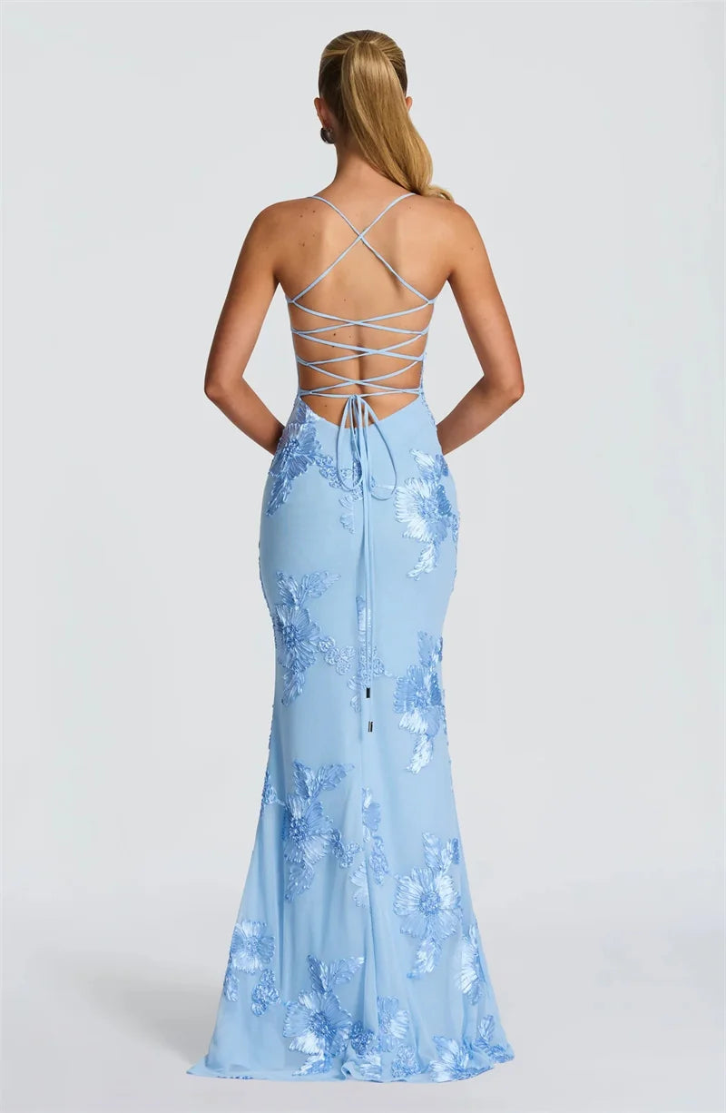Celeste Appliqué Corset Maxi Dress