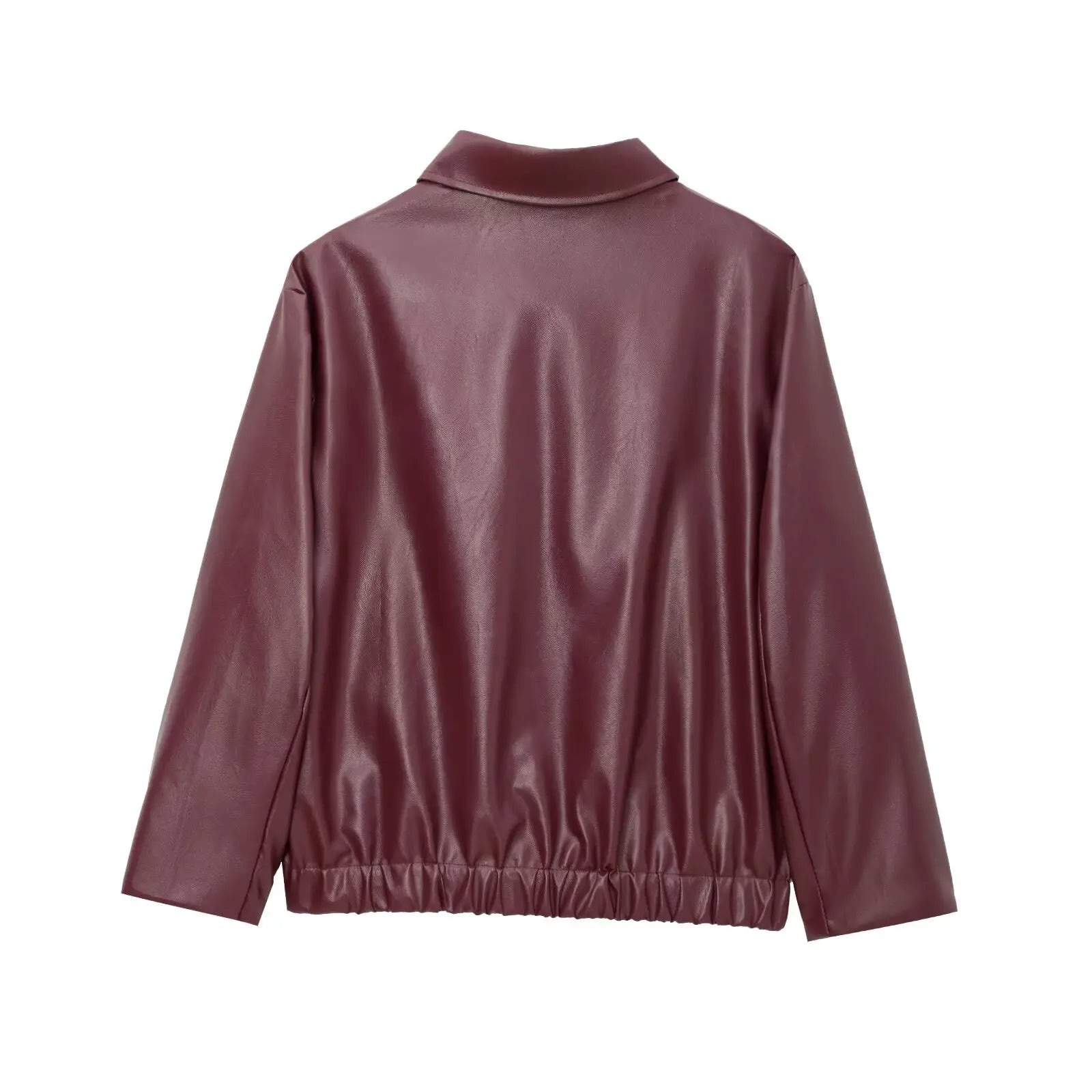 Solandra | Luxuriöse Kunstlederjacke in Weinrot