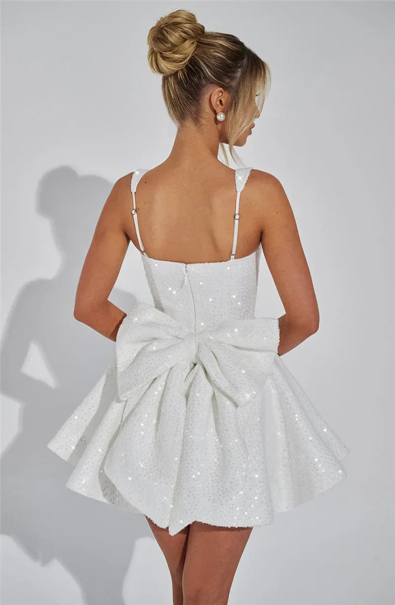 Novaria | Sequin Bow A-Line Mini Dress