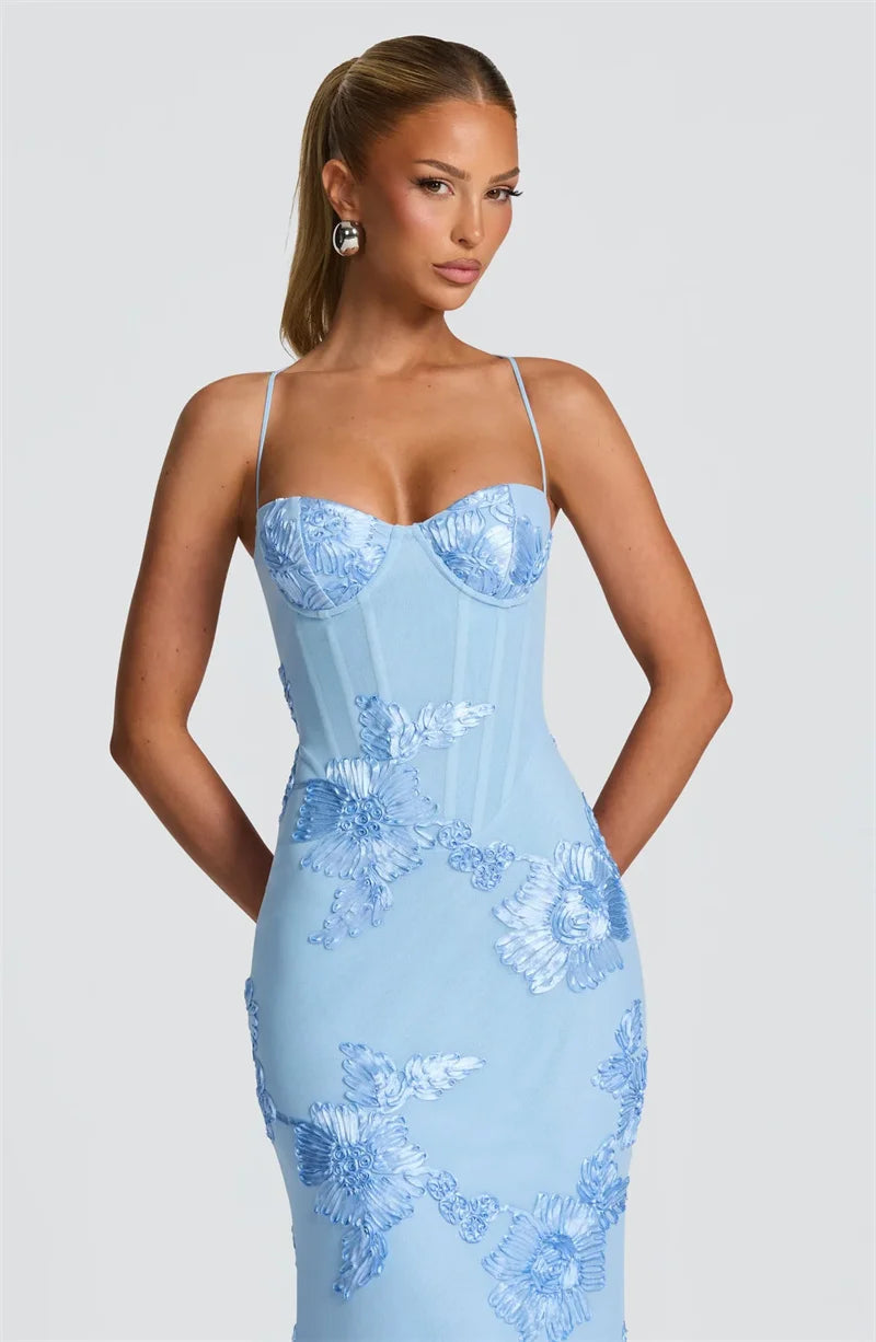 Celeste Appliqué Corset Maxi Dress