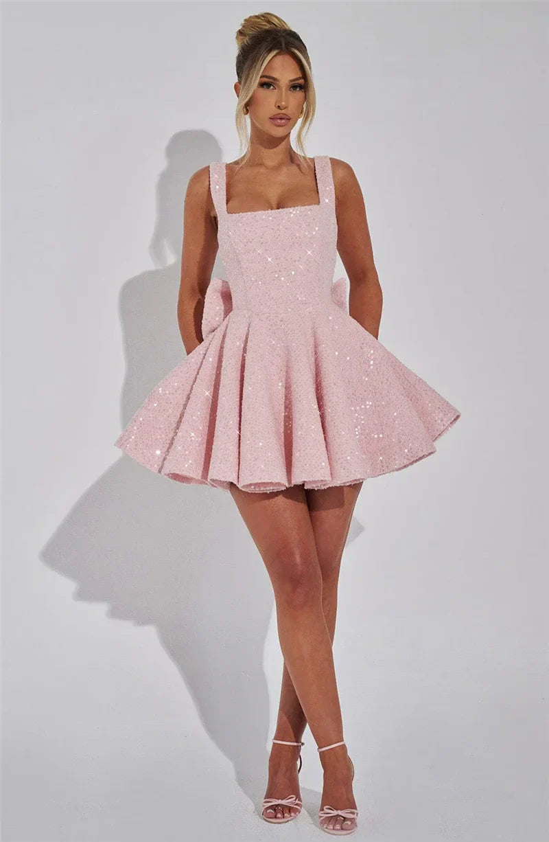 Novaria | Sequin Bow A-Line Mini Dress