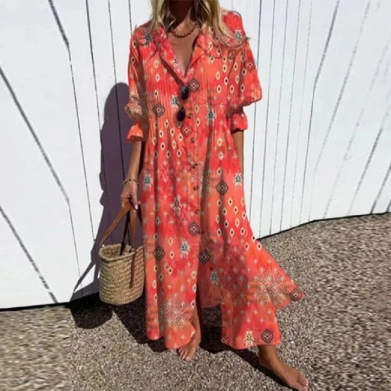 EVIE | Robe maxi fleurie élégante avec couverture ventre  